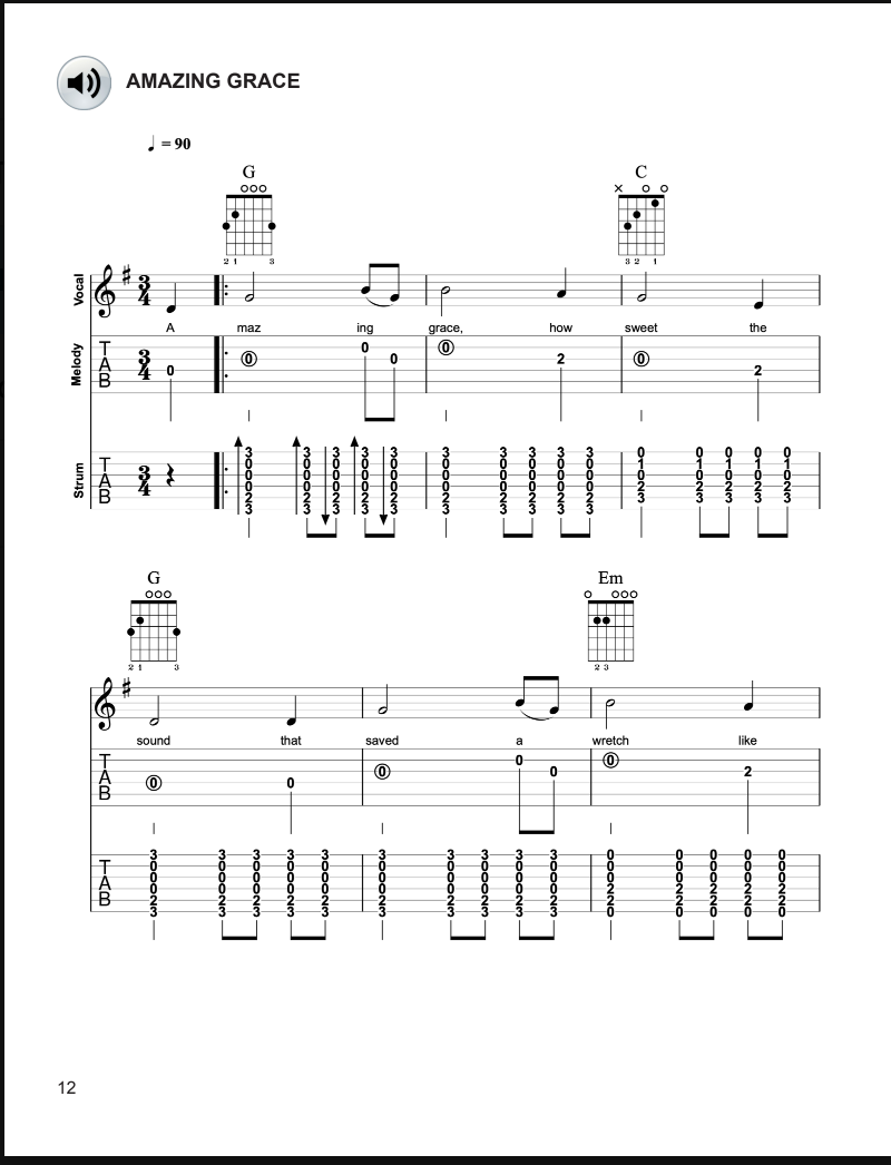 12 Easy Hymns and Gospels for Sing & Strum Guitar