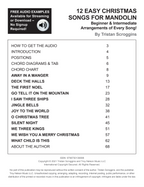 12 Easy Christmas Songs for Mandolin Table of Contents