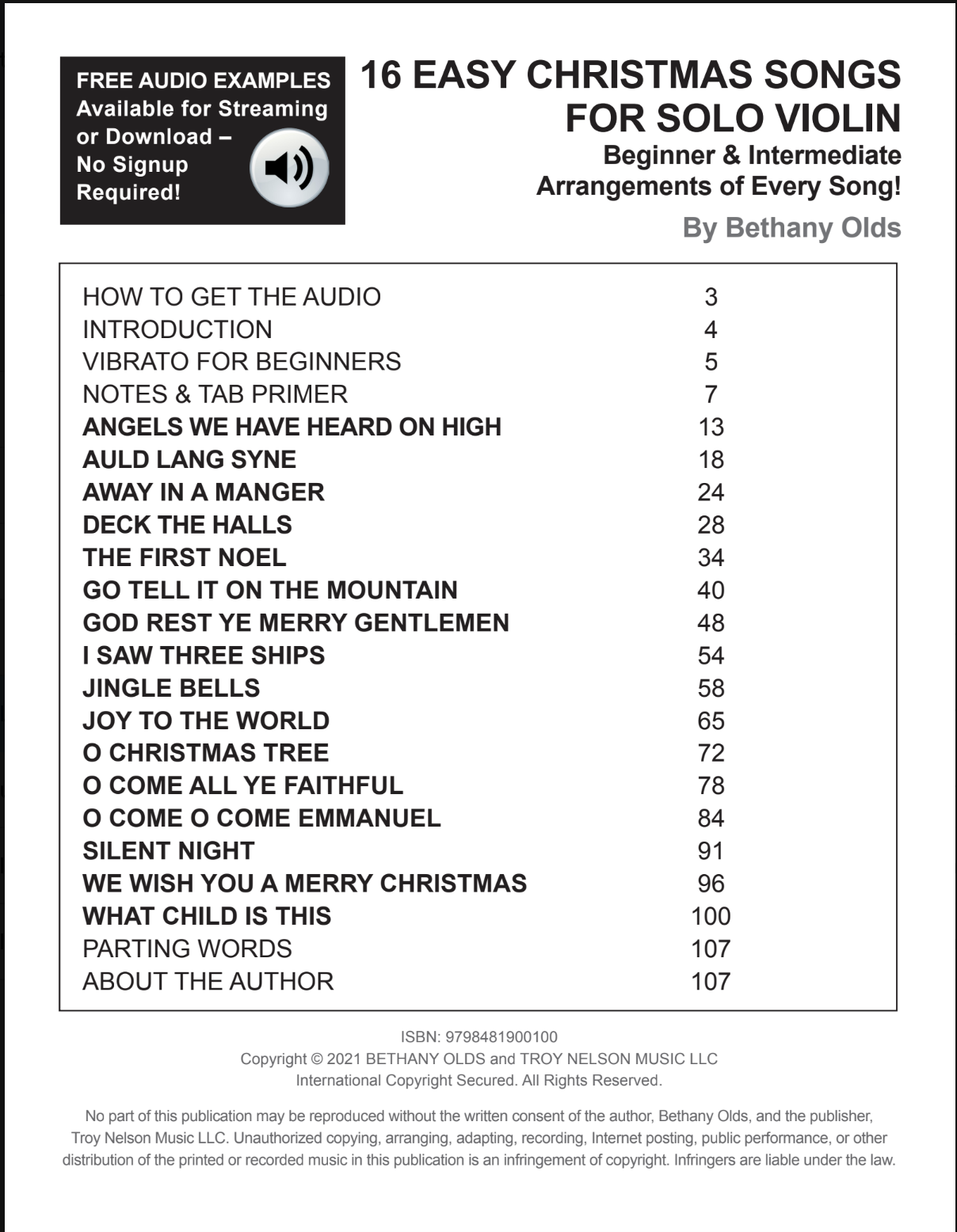 16 Easy Christmas Songs for Solo Violin