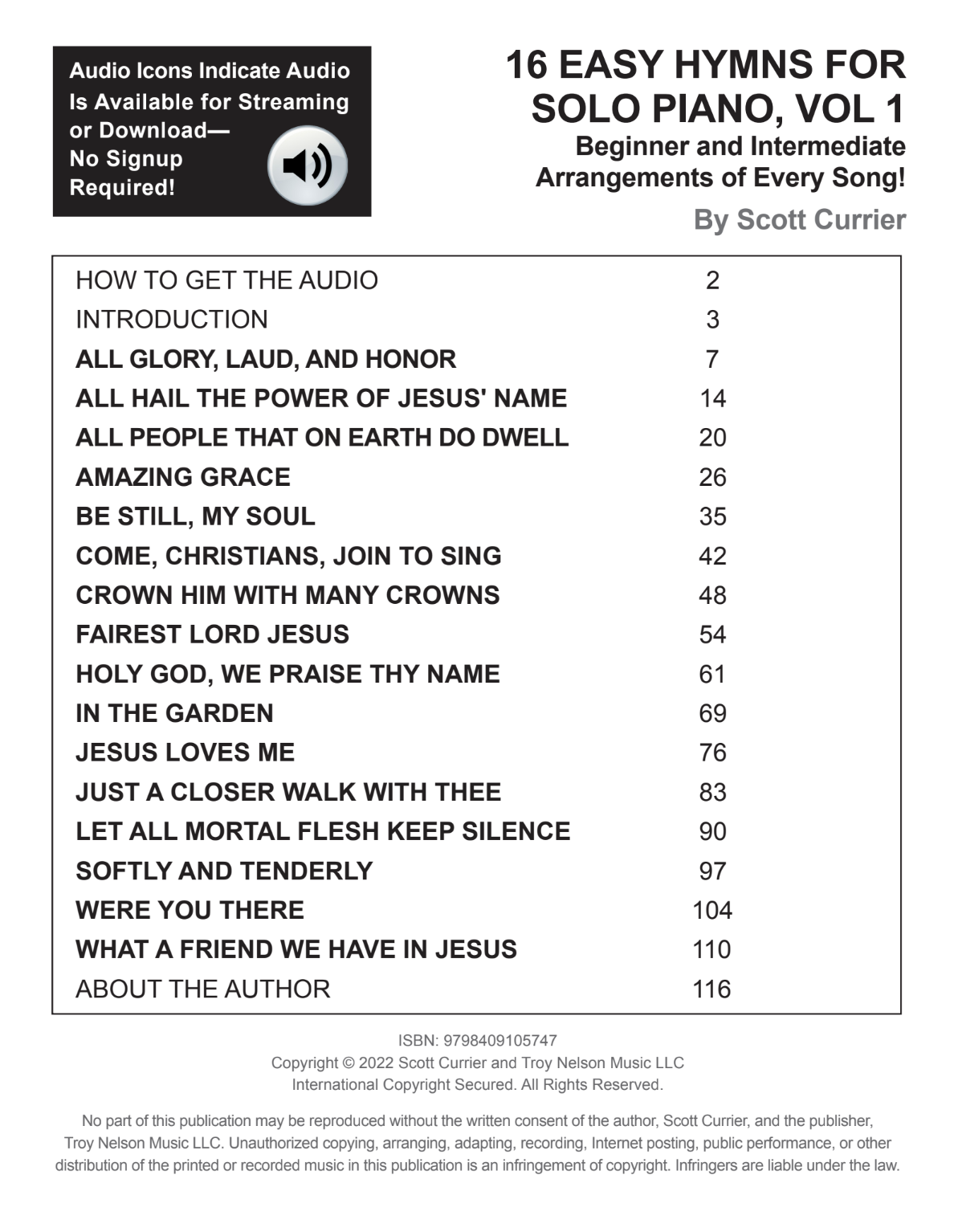 16 Easy Hymns for Solo Piano, Volume 1