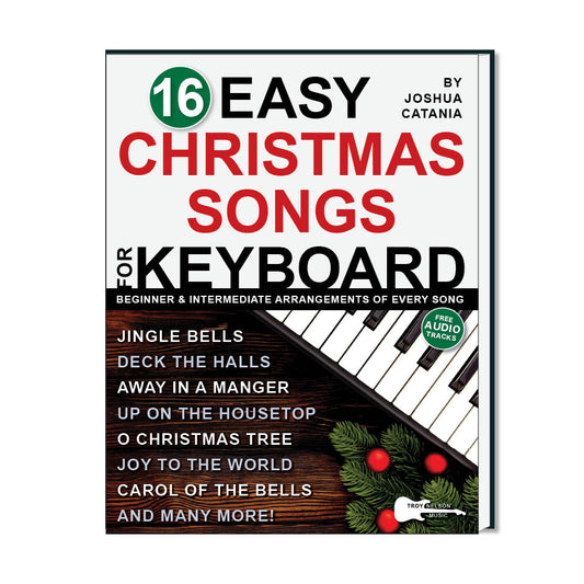 Image of a keyboard with a Christmas theme on a book cover