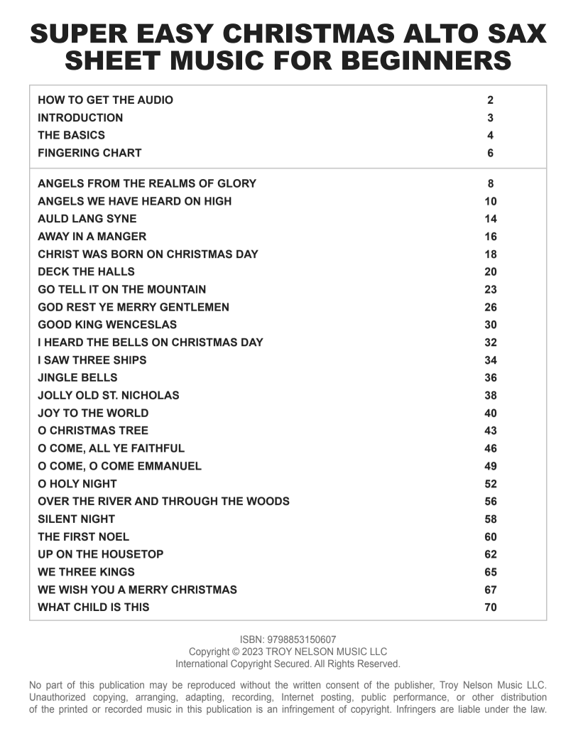 Super Easy Christmas Alto Sax Sheet Music