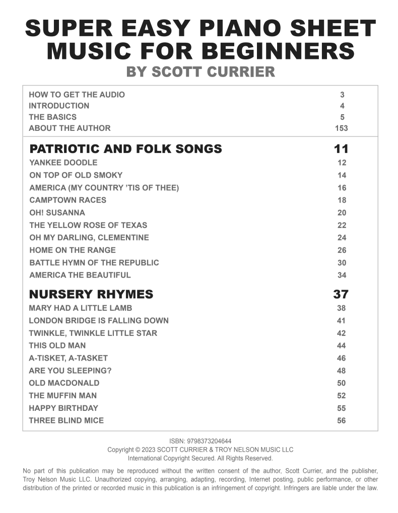 Super Easy Piano Sheet Music
