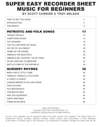 Super Easy Recorder Sheet Music