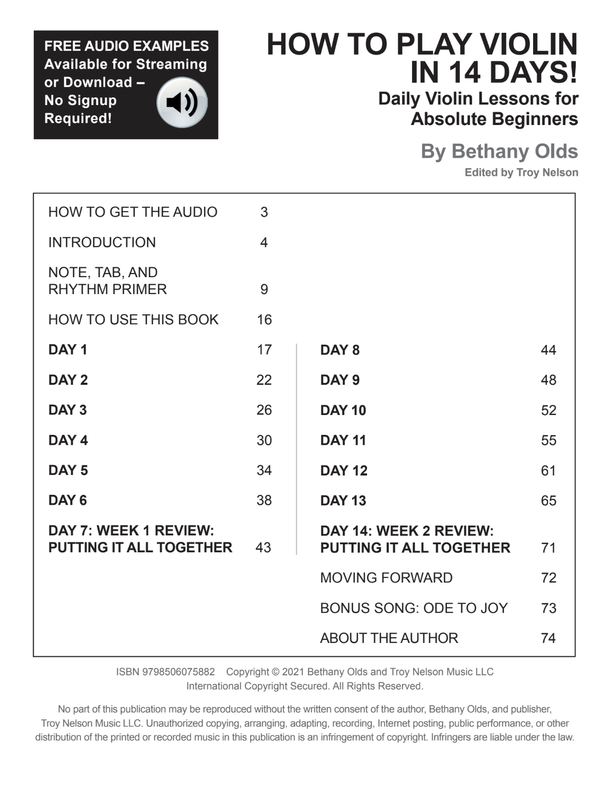 How to Play Violin in 14 Days: Daily Violin Lesson, Method for Absolute Beginners