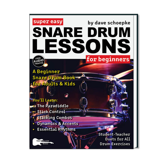 Image of a snare drum on a book cover with cover text