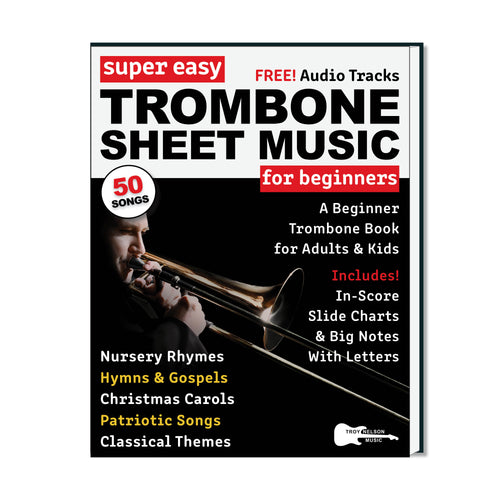 image of book cover for super easy trombone sheet music for beginners
