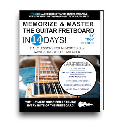 image of the fretboard of a guitar